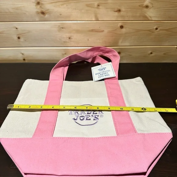 BNWT 2026 large lavender Trader Joe’s canvas tote & matching mini pink pastel - Picture 4 of 5